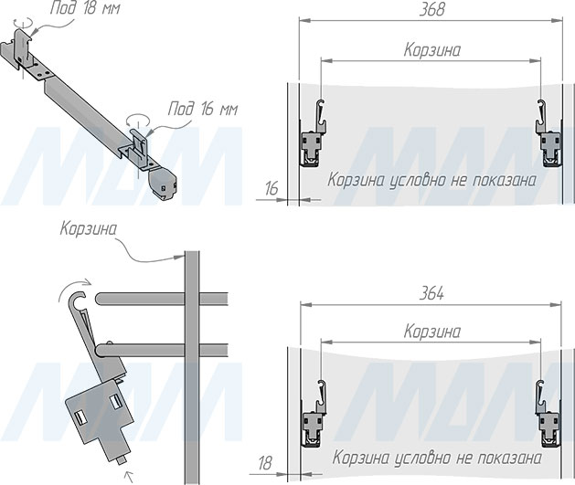 Установка системы KOMBI 40 с двумя ведрами для сортировки и хранения (артикул PCGMSL40GG), схема 3