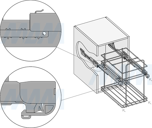 Установка системы KOMBI 40 с двумя ведрами для сортировки и хранения (артикул PCGMSL40GG), схема 4