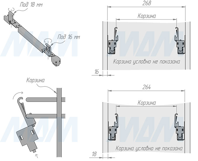 Установка системы KOMBI 30 с одним ведром для сортировки и хранения (артикул PKBGME301MG), схема 3