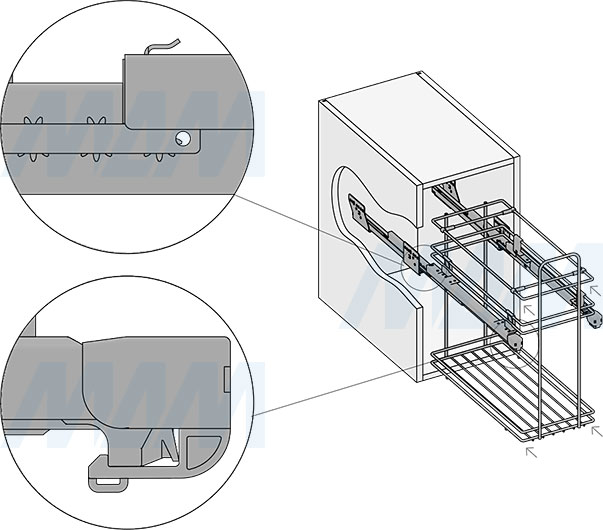 Установка системы KOMBI 30 с одним ведром для сортировки и хранения (артикул PKBGME301MG), схема 4