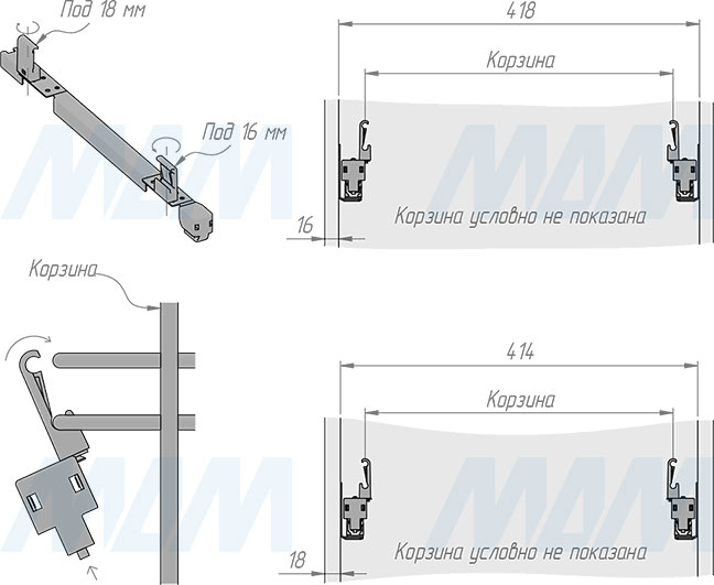 Установка системы KOMBI 45 с двумя ведрами для сортировки и хранения (артикул PKBGME452MG), схема 3