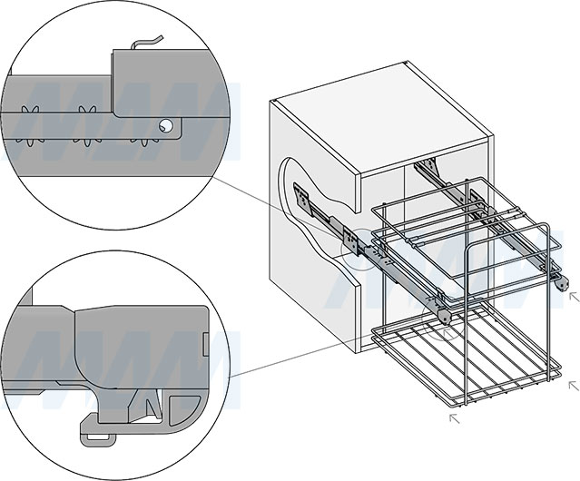 Установка системы KOMBI 45 с двумя ведрами для сортировки и хранения (артикул PKBGME452MG), схема 4