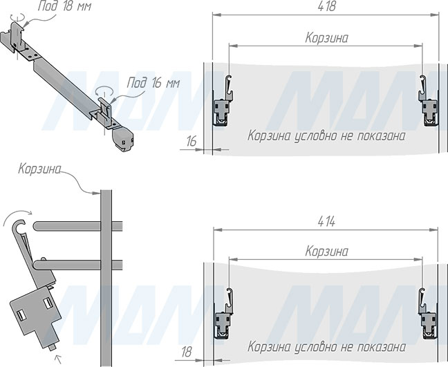 Установка системы KOMBI 45 с тремя ведрами для сортировки и хранения (артикул PKBGME453MG), схема 3