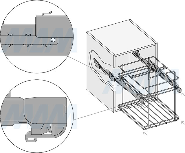 Установка системы KOMBI 45 с тремя ведрами для сортировки и хранения (артикул PKBGME453MG), схема 4