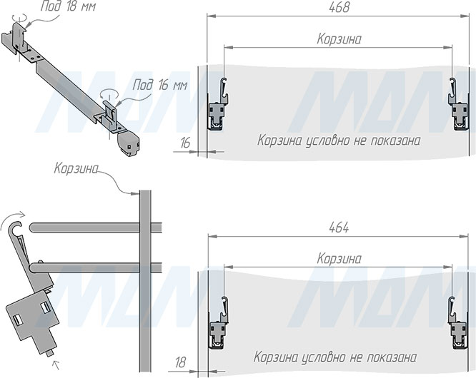 Установка системы KOMBI 50 с тремя ведрами для сортировки и хранения (артикул PKBGME503MG), схема 3