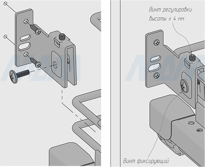 Установка системы KOMBI 60 с четырьмя ведрами для сортировки и хранения (артикул PKBGME604MG), схема 5
