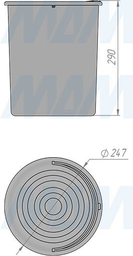 Размеры ведра RING 10 л для мусора (артикул PP602/1C10)