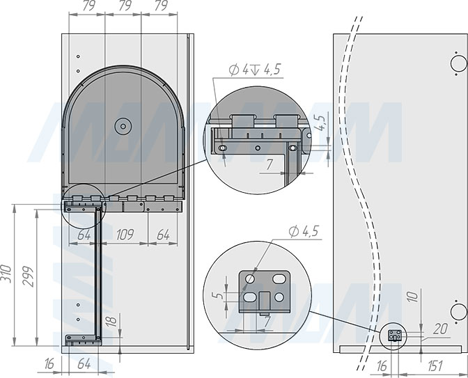 Установка подвесного ведра TWIST 12 л для мусора, с крышкой (артикул STP001-12), схема 1