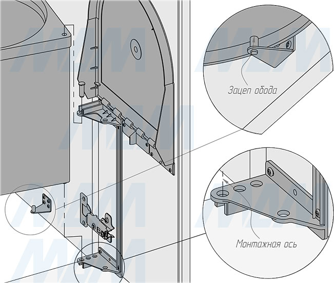 Установка подвесного ведра TWIST 12 л для мусора, с крышкой (артикул STP001-12), схема 4