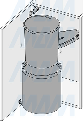 Установка подвесного ведра TWIST 12 л для мусора, с крышкой (артикул STP001-12), схема 5