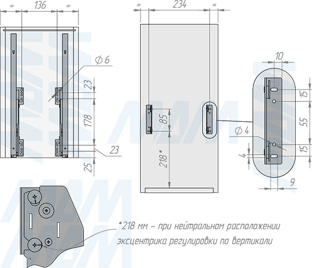 Установка системы сортировки и хранения MOVEBOX F30 с платформой и 1 ведром 35 л, полное выдвижение, плавное закрывание в корпус шириной 300 мм с выдвижным фасадом (артикул WRB301-35DGHFS), схема 1