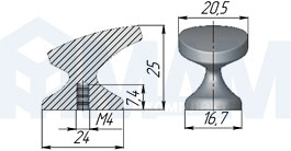 Размеры ручки-кнопки (артикул GN07)