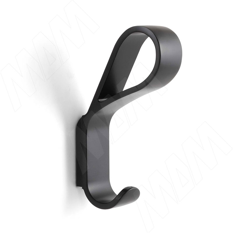 Крючок двухрожковый черный матовый фото товара 1 - HK.43.BLM