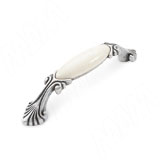 Ручка-скоба 96мм серебро состаренное/керамика молочная