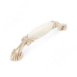 Ручка-скоба 96мм cлоновая кость/золото винтаж керамика молочная