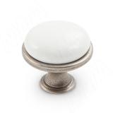 Ручка-кнопка D28мм никель патинированный/керамика GP19.G11.WHT.0