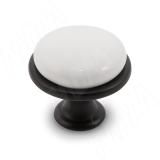 Ручка-кнопка D28мм черный матовый/керамика GP19.RM030.WHT.0