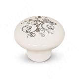Ручка-кнопка D37мм керамика белая/серебряные узоры GP2012