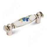 Ручка-скоба 96мм серебро состаренное/керамика фиалка M09.01.186.15