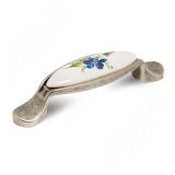 Ручка-скоба 96мм серебро состаренное/керамика фиалка M16.01.186.15