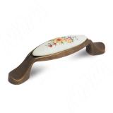 Ручка-скоба 96мм бронза патинированная/керамика мат. лилия M16.02.113.01