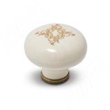 Ручка-кнопка D44мм бронза состаренная/керамика золотые узоры P14.01.188.02