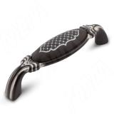 Ручка-скоба 96мм черный/серебро керамика серебряные узоры WMN.68.23.S2.096.1CG