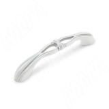 Ручка-скоба 96мм белый/серебро винтаж