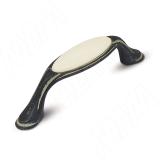 Ручка-скоба 96мм серебро черненое/слоновая кость керамика молочная WMN.771.096.00C2