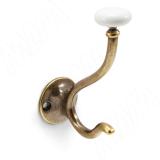 SCANDI Крючок двухрожковый бронза состаренная/керамика WP72.GAB3.MLK.0