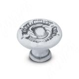 Ручка-кнопка D30мм белый/серебро винтаж WPO.2032.030.00V4