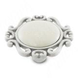 Ручка-кнопка белый/серебро винтаж, керамика белые узоры WPO.41.01.G4.000.V4