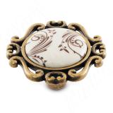 Ручка-кнопка бронза состаренная/керамика коричневые узоры WPO.41.01.H2.000.D1