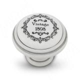 Ручка-кнопка D35мм белый/серебро винтаж керамика Vintage WPO.77.00.Q3.000.T4