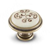 Ручка-кнопка D35мм бронза состаренная/керамика коричневые узоры WPO.77.01.P4.000.D1