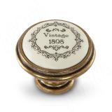 Ручка-кнопка D35мм бронза Орваль/керамика Vintage WPO.77.01.Q3.000.A8