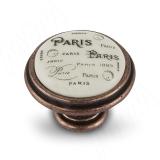 Ручка-кнопка D35мм медь состаренная/керамика Paris WPO.77.01.Q4.000.C1