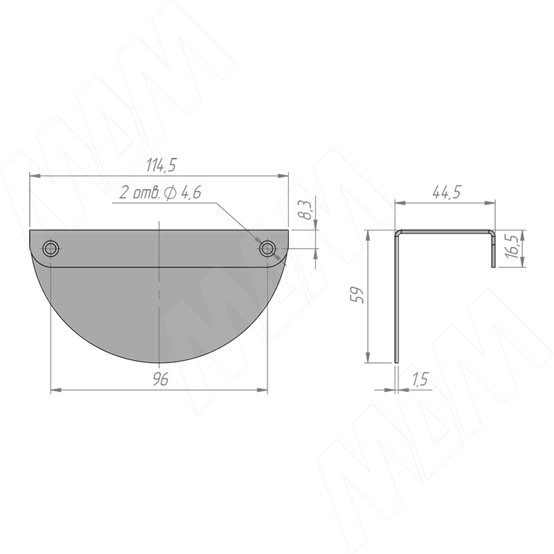 Ручка-скоба 96мм (L=114мм) белый матовый (краска RAL 9003) фото товара 4 - BH.RU07.096.WHT