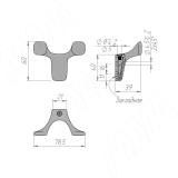 Крючок двухрожковый черный матовый HK.39.BLM, фото 3