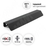 Профиль-ручка 192мм (L=220мм) крепление саморезами черный матовый PH.RU17.192.BL, фото 1