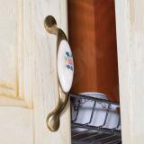 Ручка-скоба 96мм бронза состаренная/керамика цветы UP191AB/MLK, фото 1