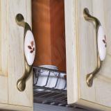 Ручка-скоба 96мм бронза состаренная/керамика осенний цветок UP192AB/MLK, фото 1