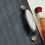 Ручка-скоба 96мм бронза состаренная/керамика золотые узоры WMN.16.01.B4.096.D1, фото 1