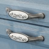 Ручка-скоба 96мм серебро состаренное/керамика серебряные узоры WMN.77.00.P2.096.E8, фото 1