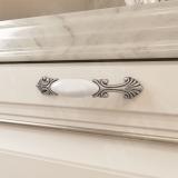 Ручка-скоба 96мм серебро состаренное/керамика молочная WMN.84.01.00.096.E8, фото 1