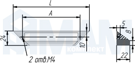 Размеры ручки-скобы (артикул 381)