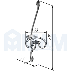 Размеры трехрожкового крючка (артикул 7707A00)