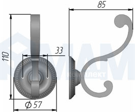Размеры двухрожкового крючка (артикул 7710000)