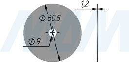 Размеры вставки для ручки-кнопки GRIME (артикул A-1425)