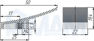 Размеры ручки-кнопки (артикул A-955)